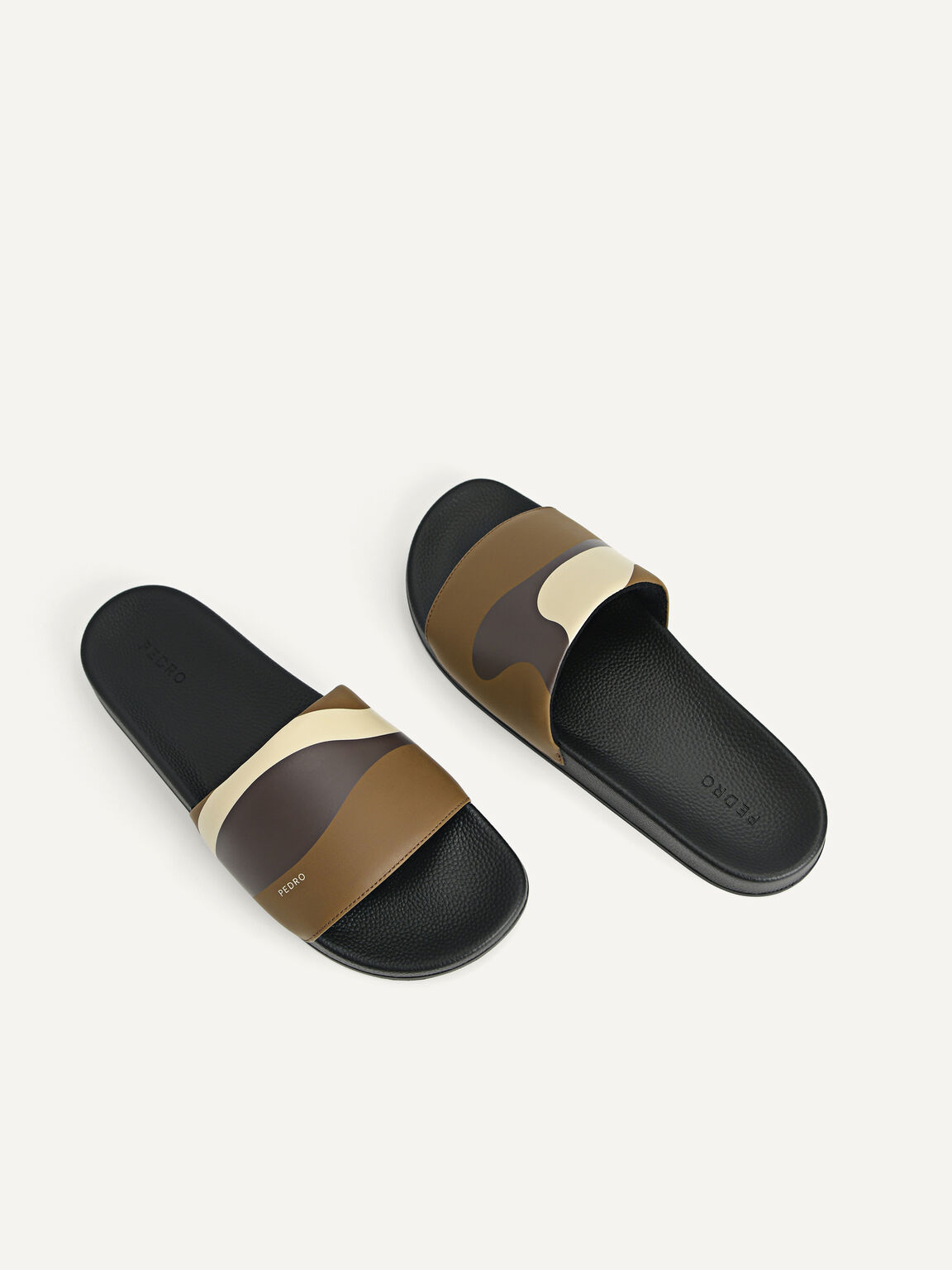 Printed Slide Sandals, Olive
