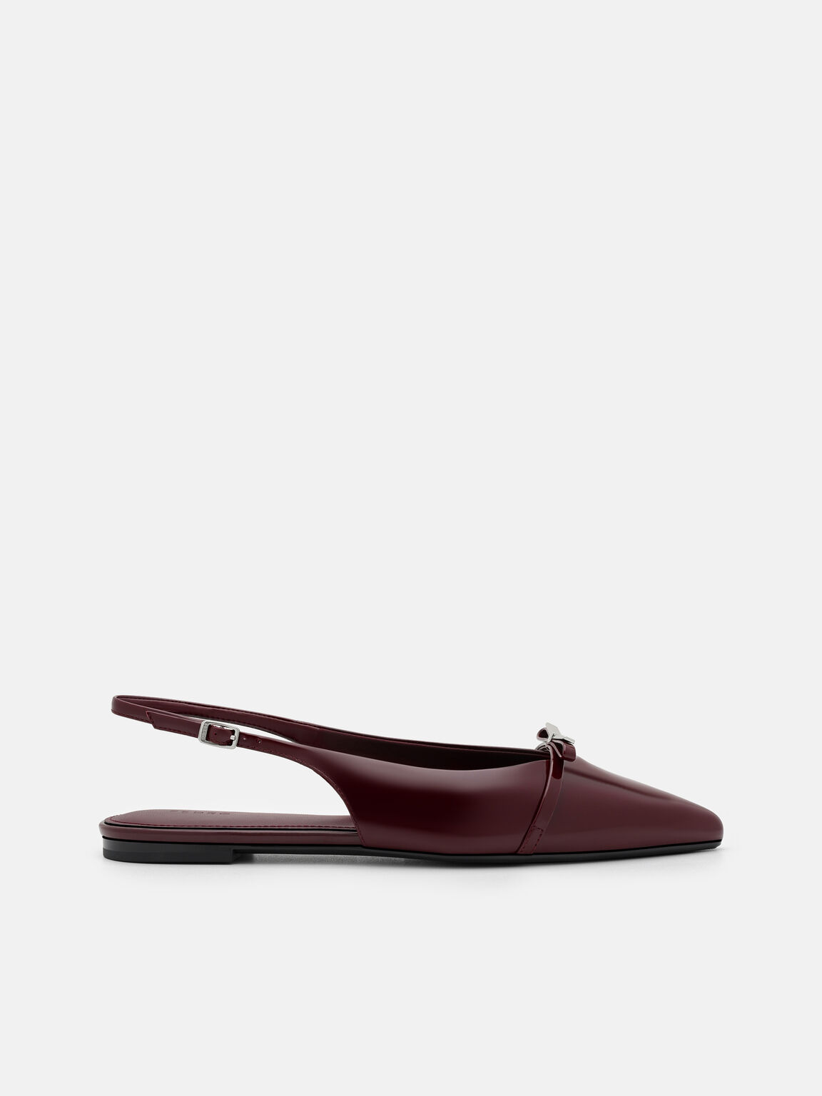 Jeanine Leather Slingback Flats, Burgundy Patent