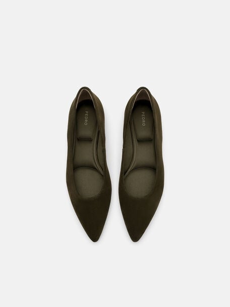 Quinn Leather Flats, Olive