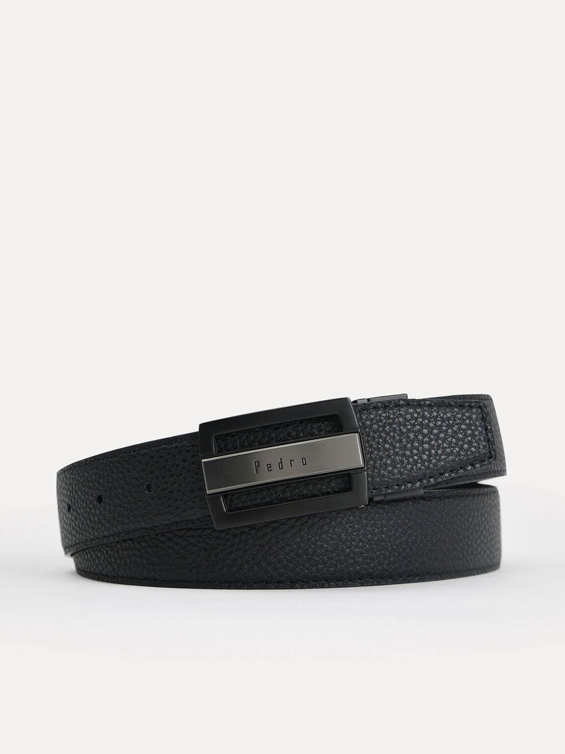 Textured Leather Reversible Tang Belt, Black, hi-res