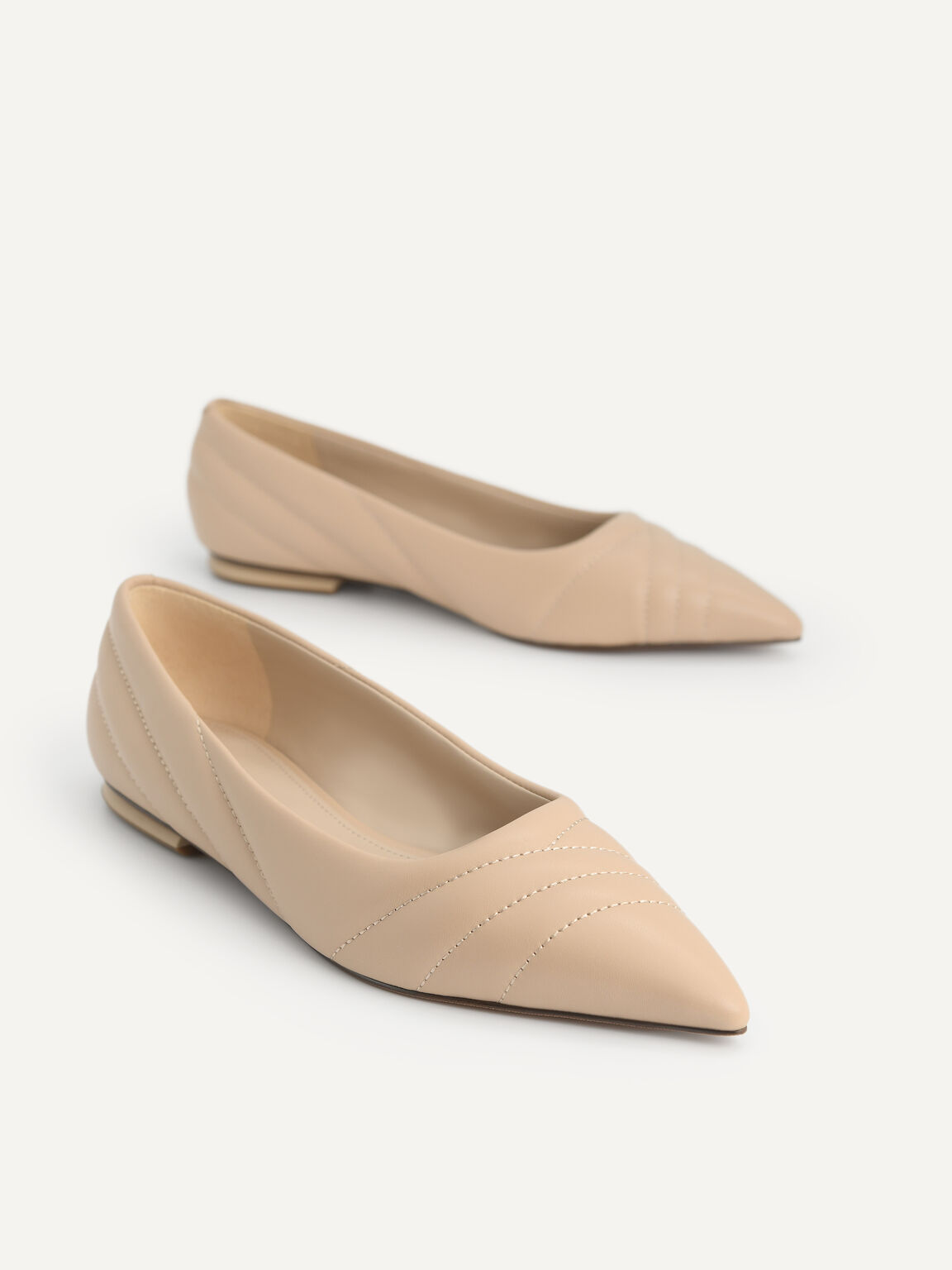Pointed Toe Leather Flats, Sand