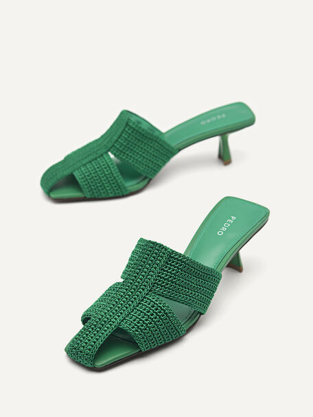 Juno Knitted Mule With Detachable Strap, Green