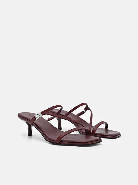 Jatte Leather Heel Sandals, Mahogany