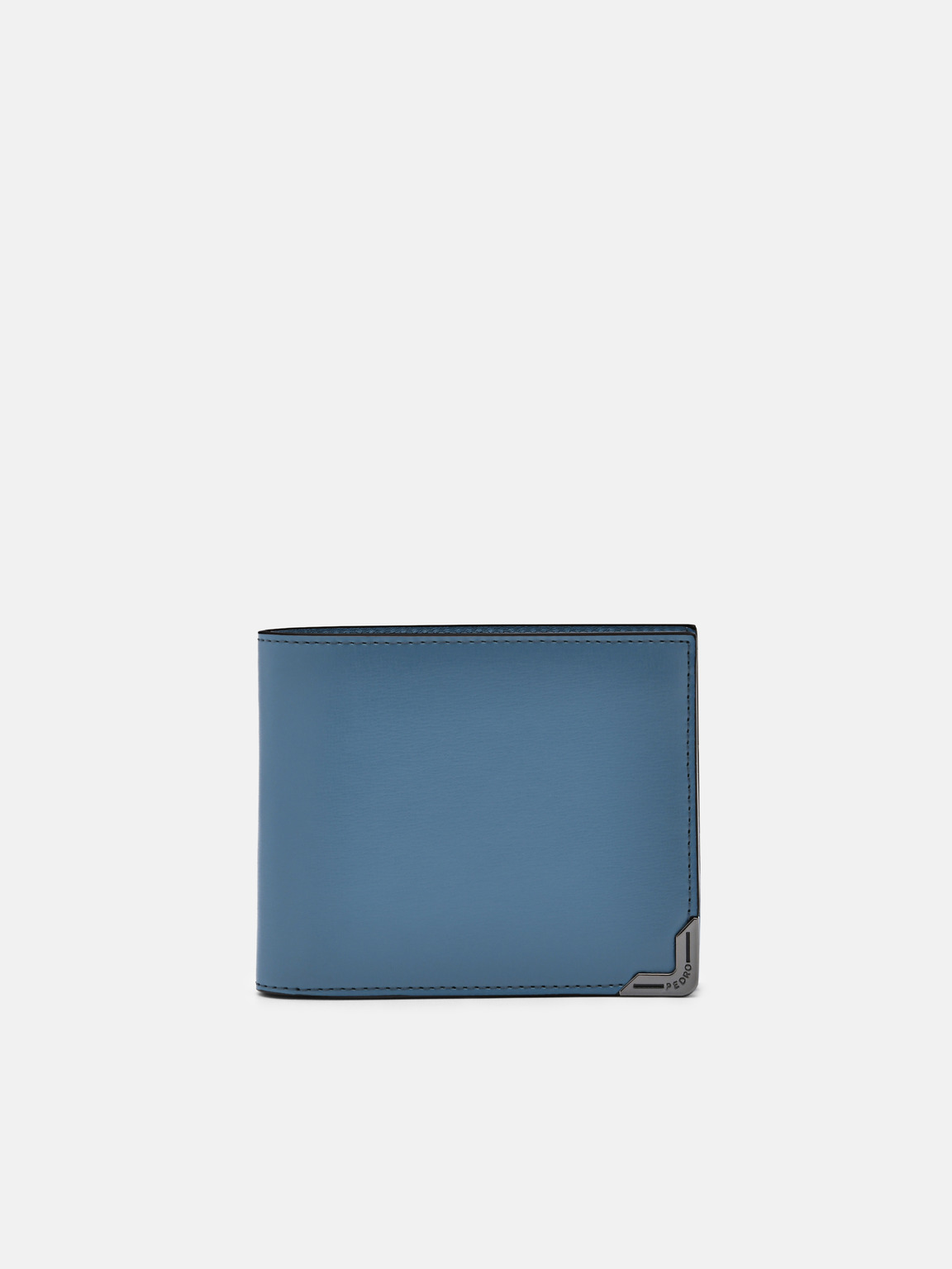 Leather Bi-Fold Flip Wallet, Cyan