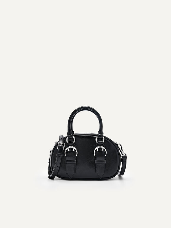 Mini Buckle Handbag, Black