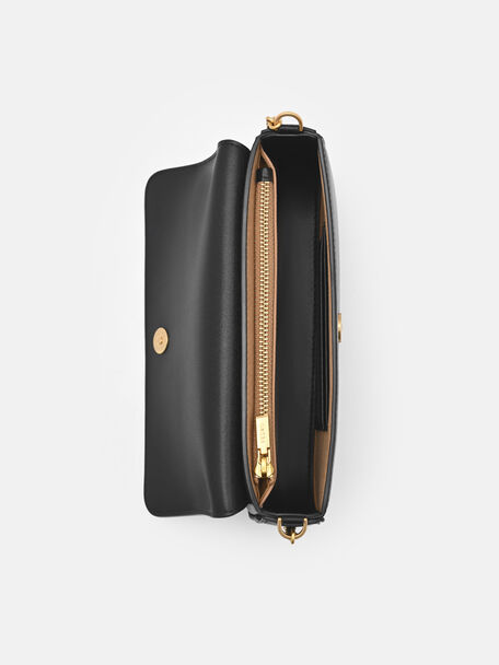 Chainlink Leather Sling Pouch, Black