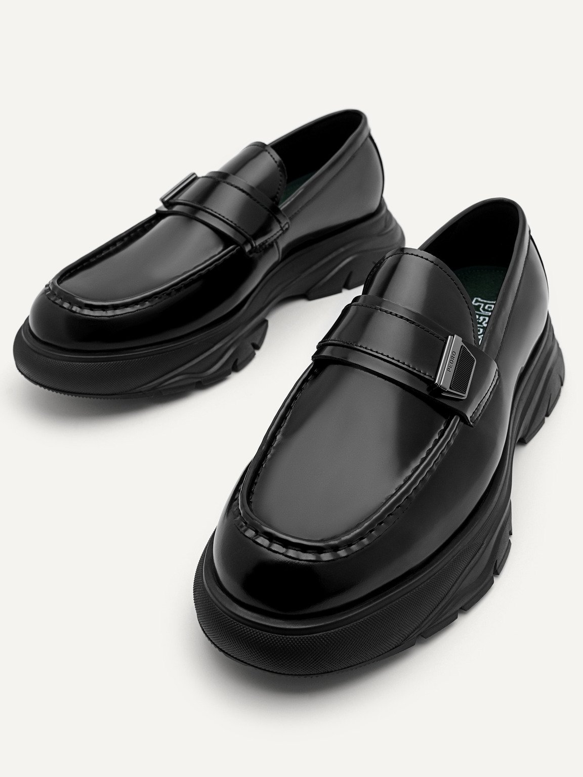 Hybrix Leather Loafers, Black