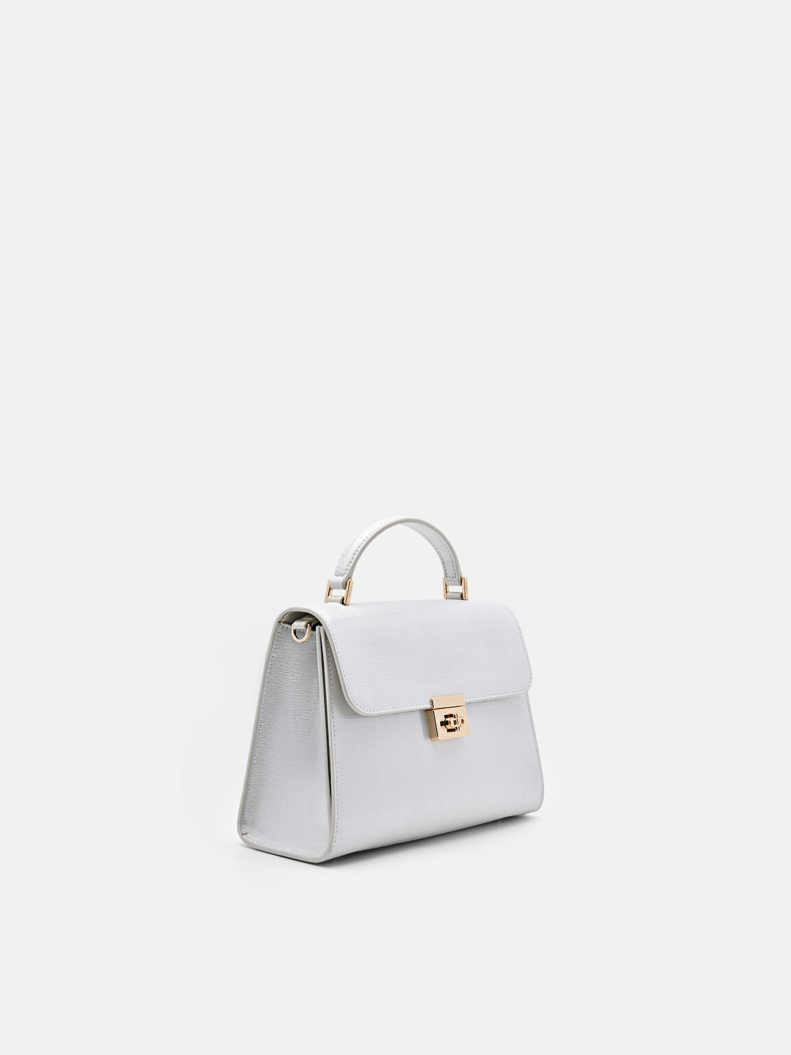 Cameo Leather Handbag, Silver