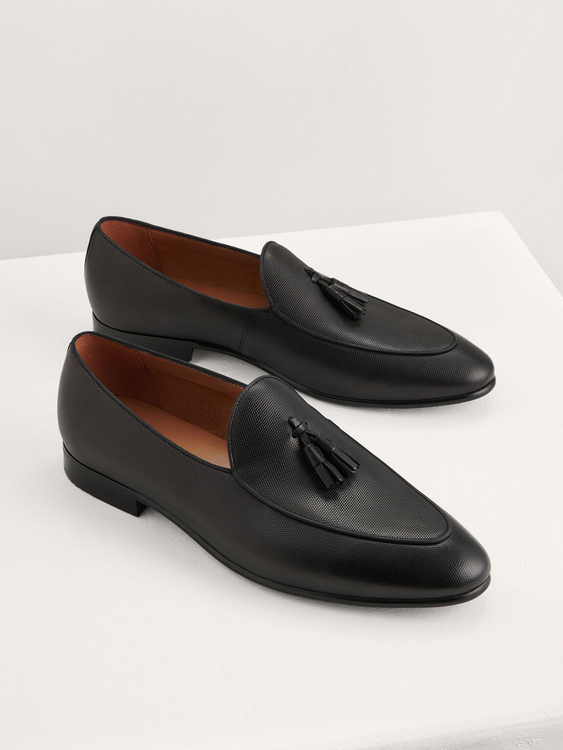 Leather Tasselled Loafers, Black