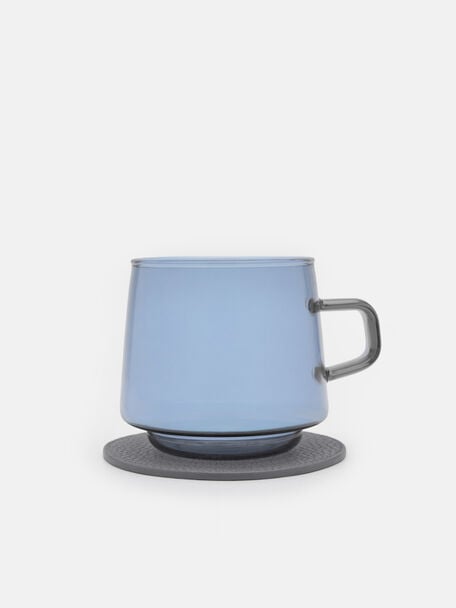 PEDRO Circular Coaster Set, Grey Tumble