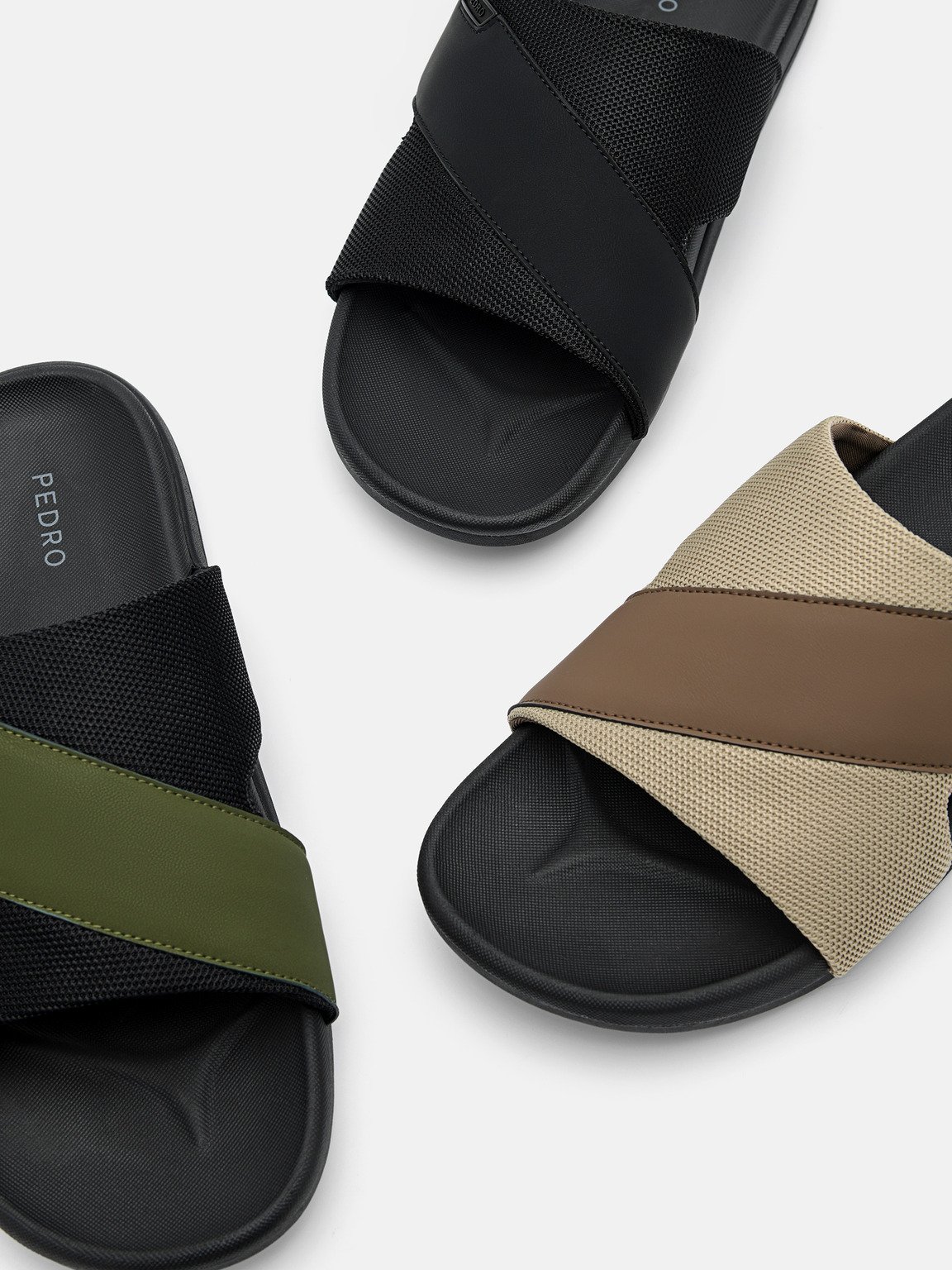 Mesh Slide Sandals, Brown