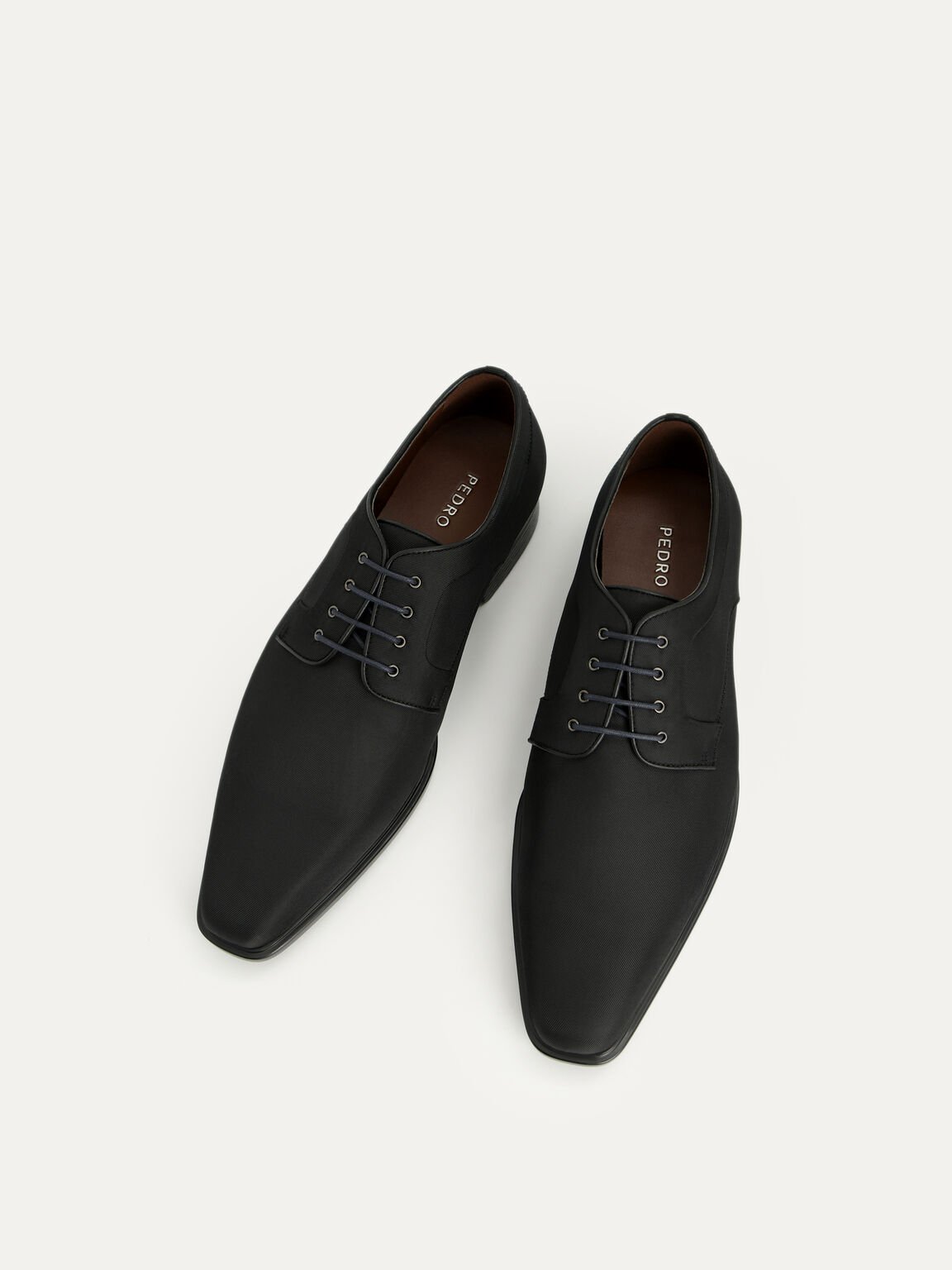 Pointed Square Toe Derby Shoes, Black