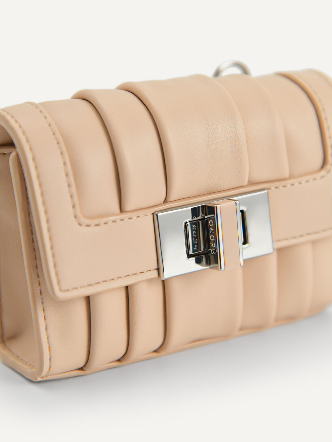 Micro Pleated Shoulder Bag, Nude