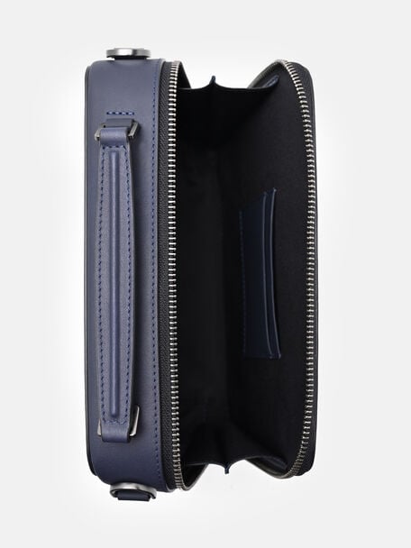 Drew Leather Crossbody Bag, Navy