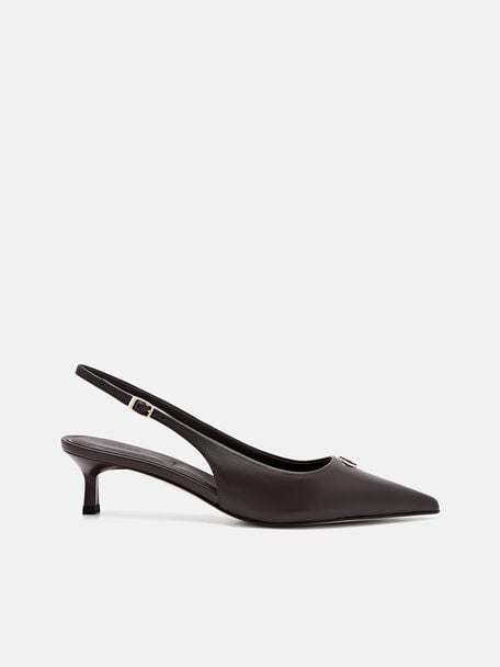 Marina Leather Heel Pumps, Dark Brown