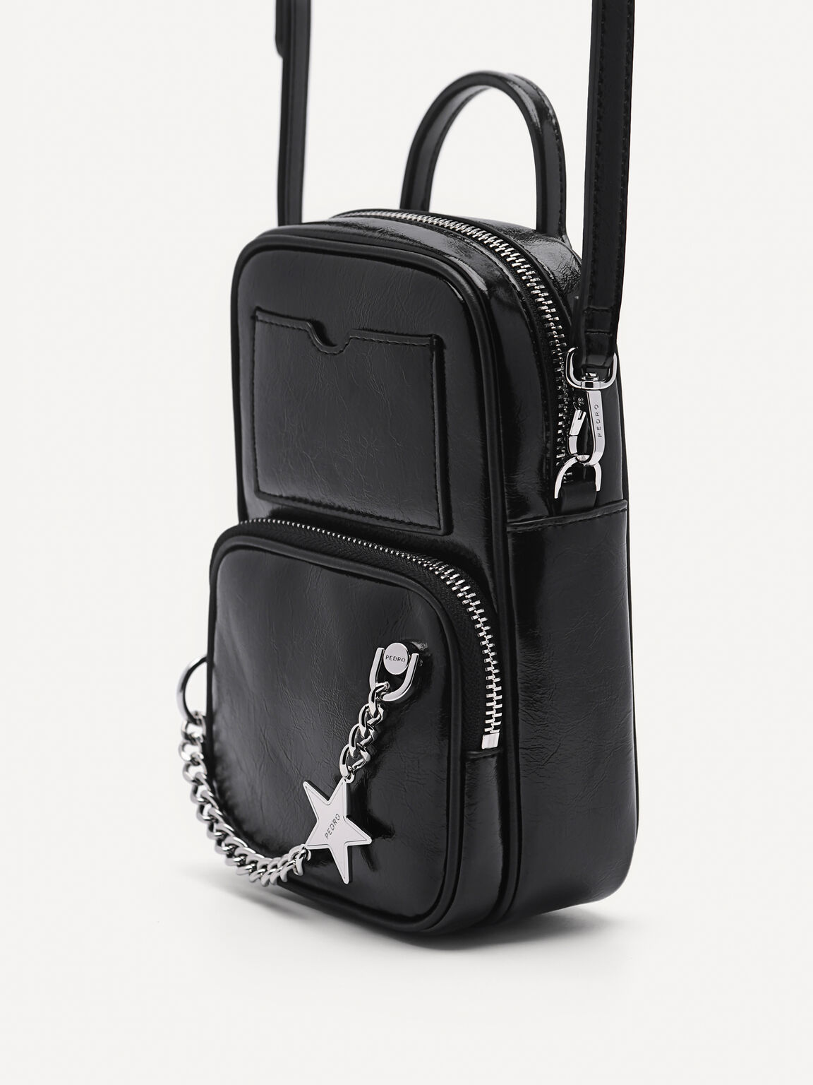 Mini Shoulder Bag with Chain Detail, Black