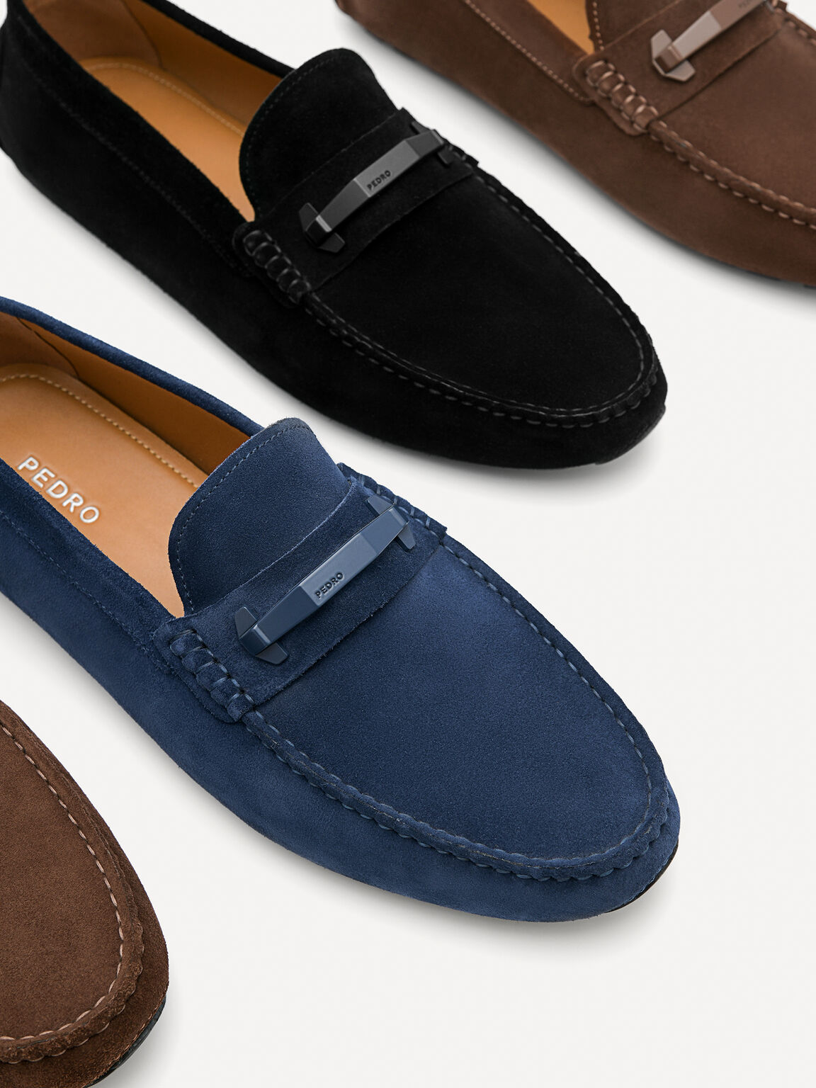 Leather Hardware Driving Shoes, Navy