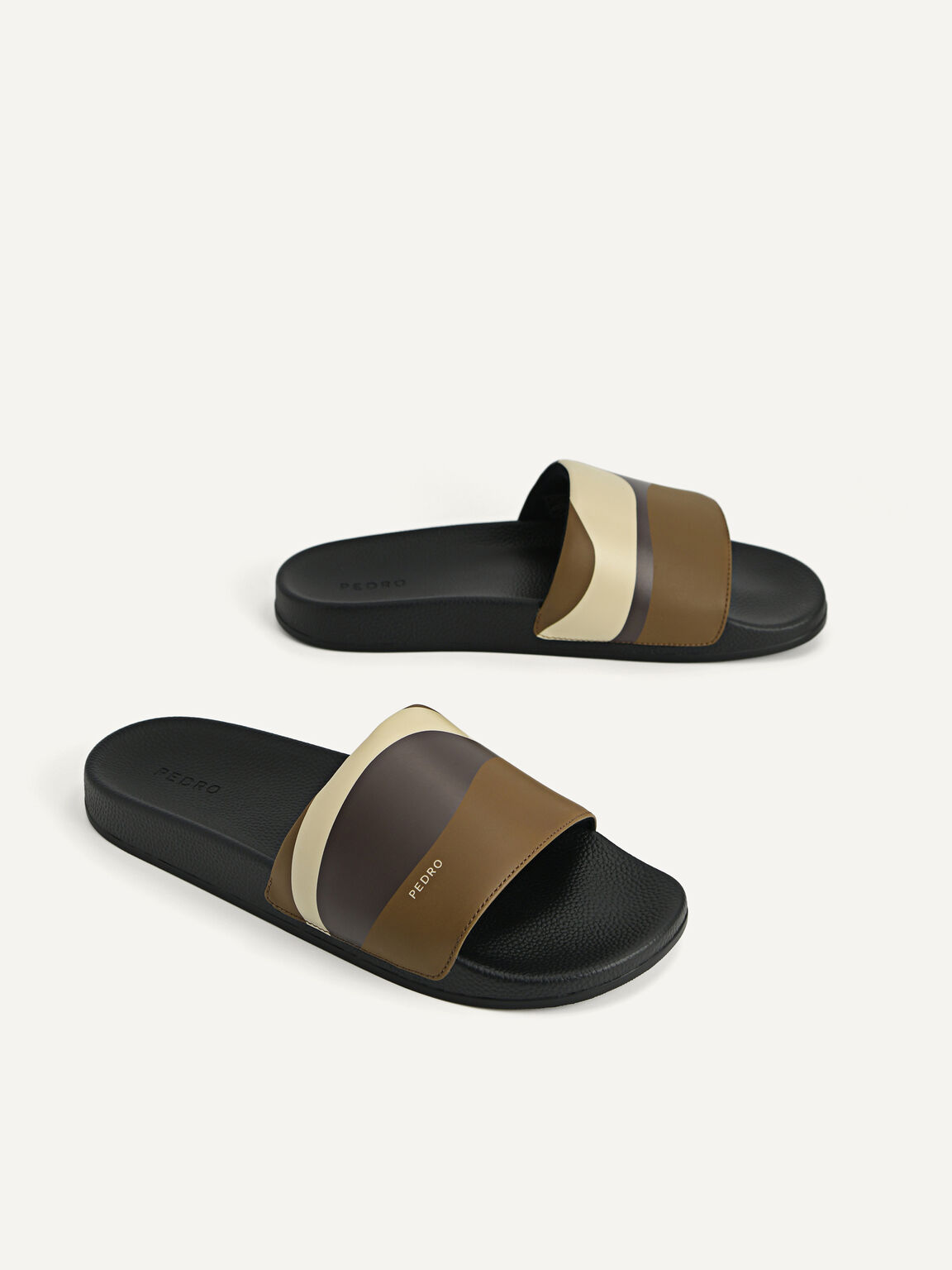 Printed Slide Sandals, Olive, hi-res
