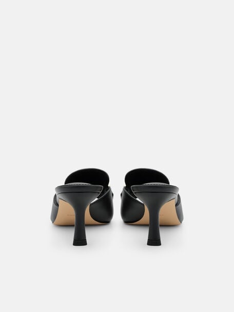 Alistair Leather Horsebit Heel Sandals, Black