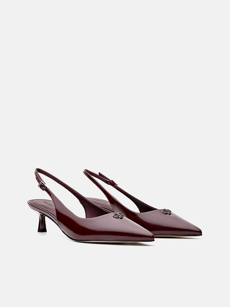 Marina Leather Slingback Heel Pumps, Wine
