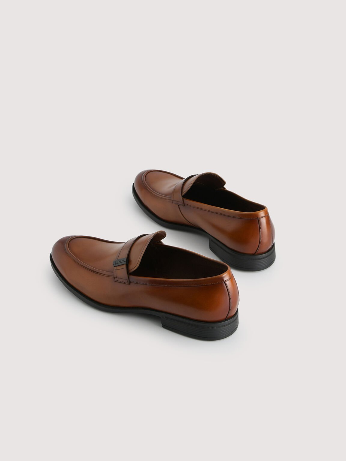 Lightweight Leather Loafers with Embelishment, Cognac, hi-res