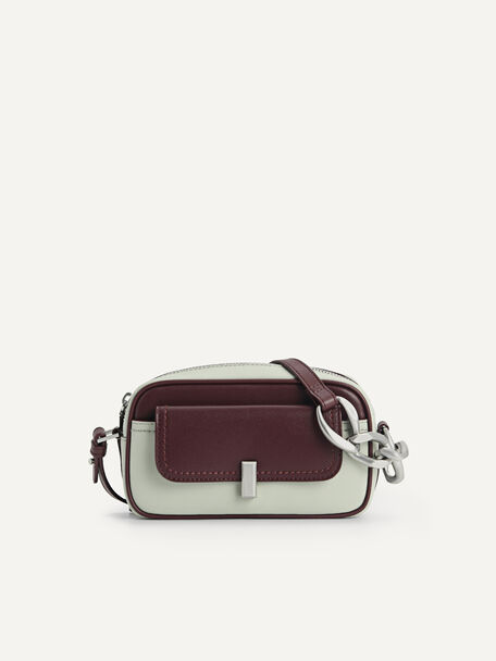 Two-Tone Pouch Leather Shoulder Bag, Multi2, hi-res