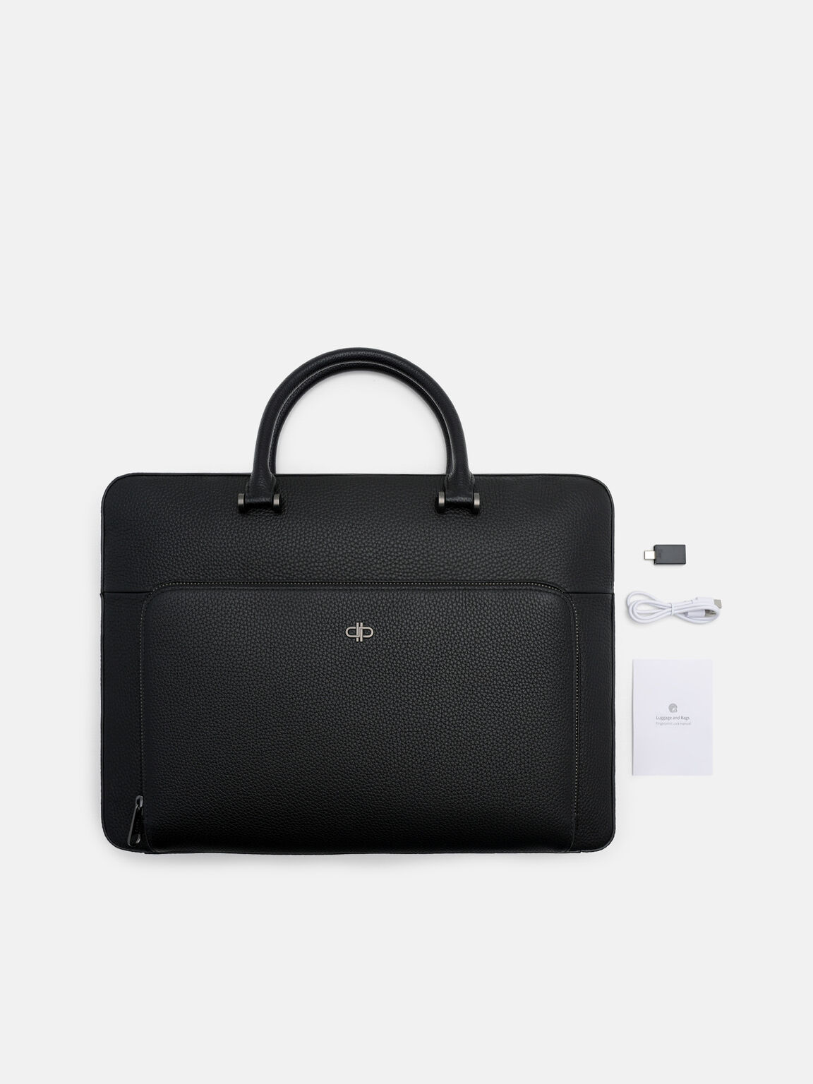 Fingerprint Lock Briefcase, Black Tumble