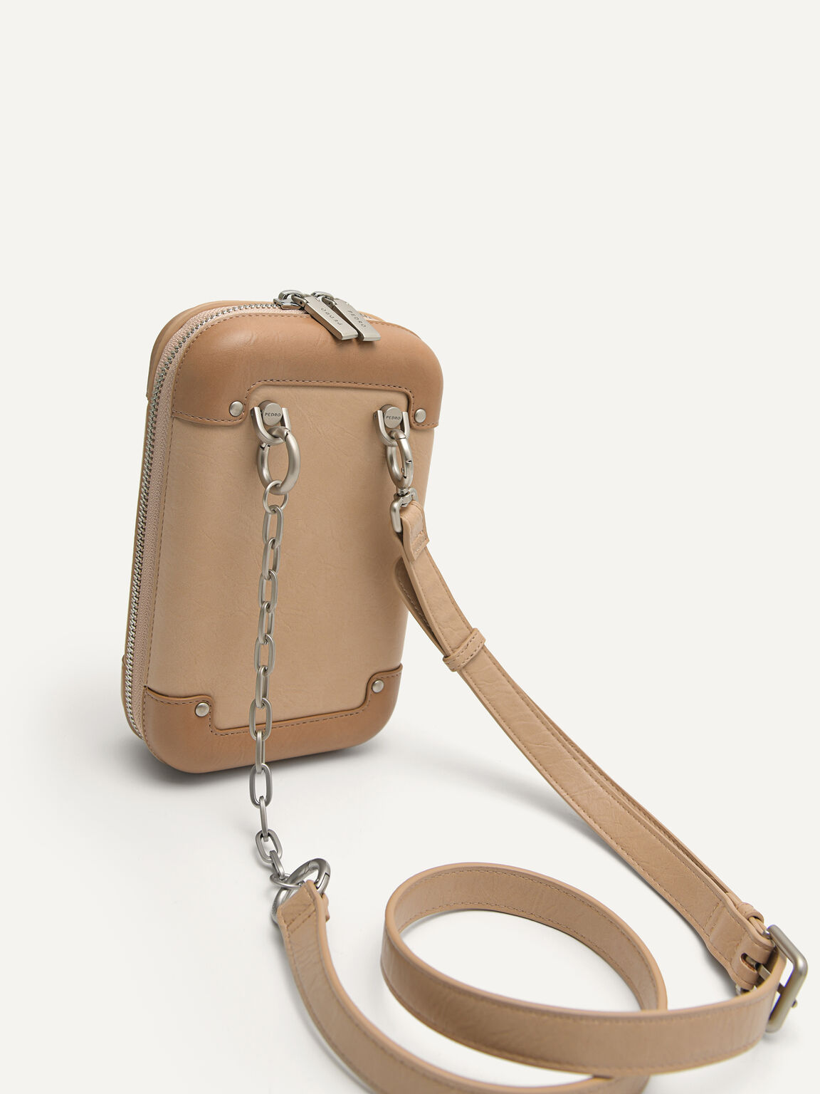 Mixed Material Dressy Sling Bag, Sand