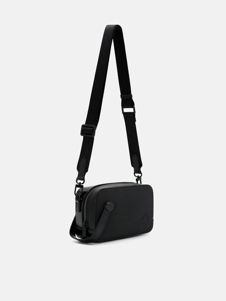 Leather Sling Bag, Black