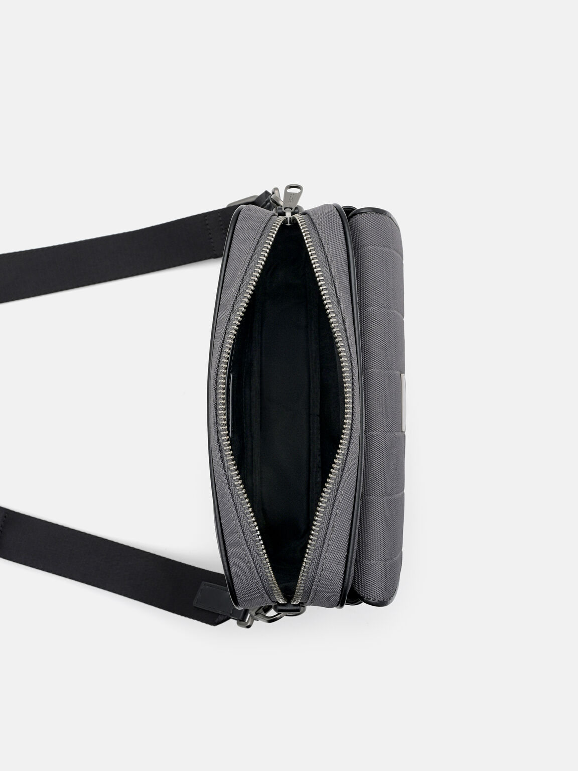 Taper Compact Crossbody Bag, Grey Nylon