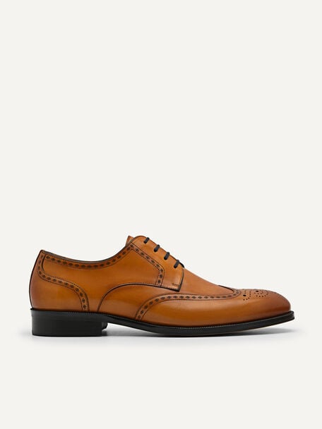 PEDRO Icon Leather Brogue Derby Shoes, Camel