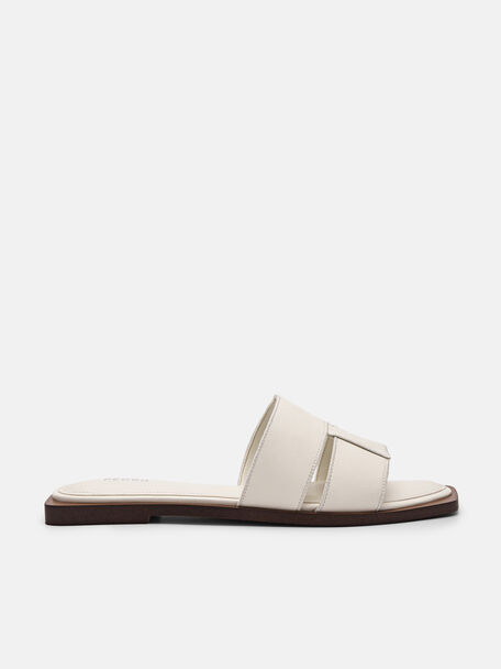 Iza Flat Sandals, Chalk