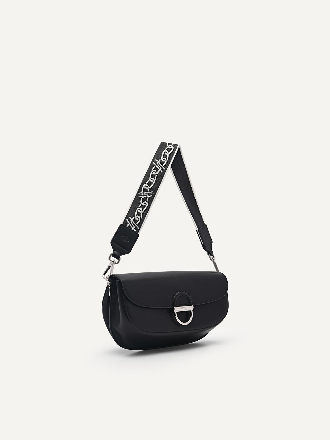 Jean Leather Shoulder Bag, Black
