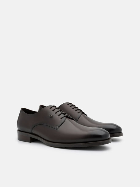 Burnished Leather Derby Shoes, Brown Burnish