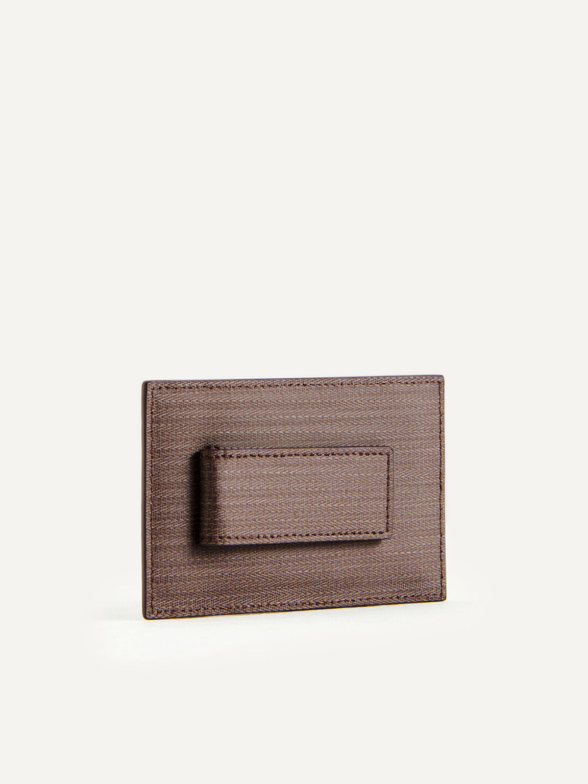 Leather Card Holder with Money Clip, Dark Brown