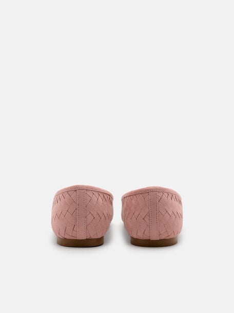 Anna Woven Ballerina Flats, Pink Weave
