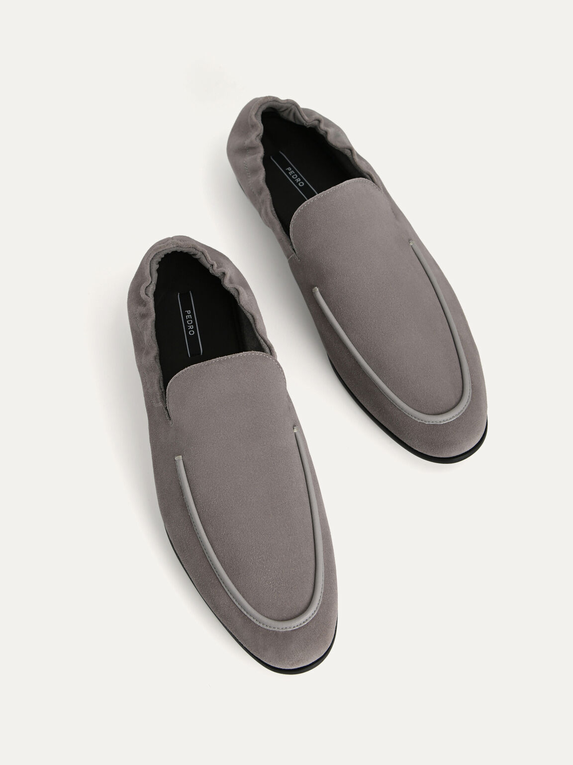 Suede Loafers, Light Grey