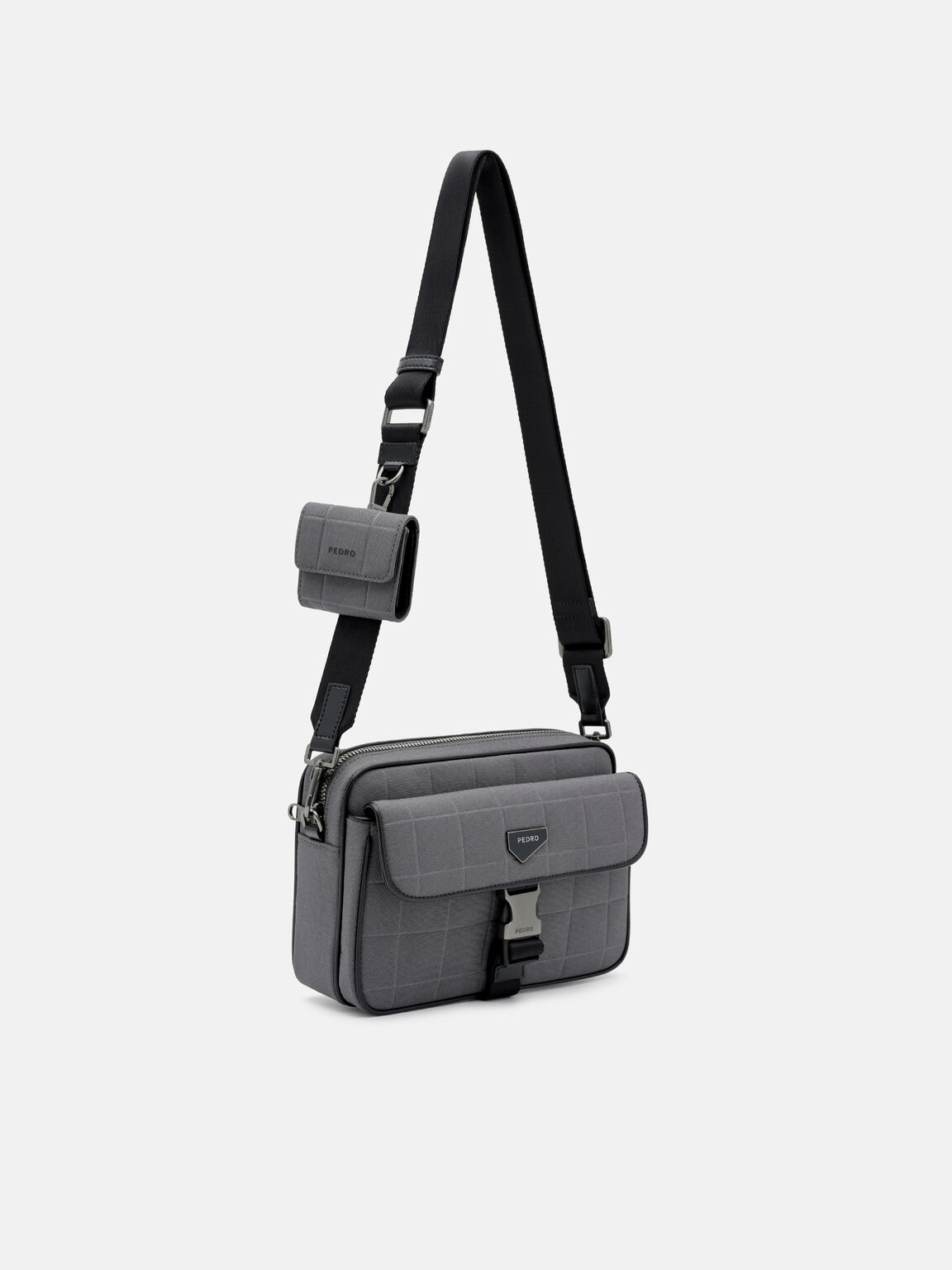 Taper Compact Crossbody Bag, Grey Nylon