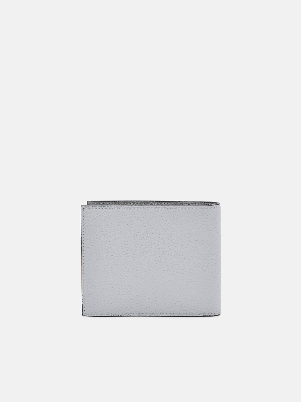 Embossed Leather Bi-Fold Wallet with Coin Pouch, Light Grey