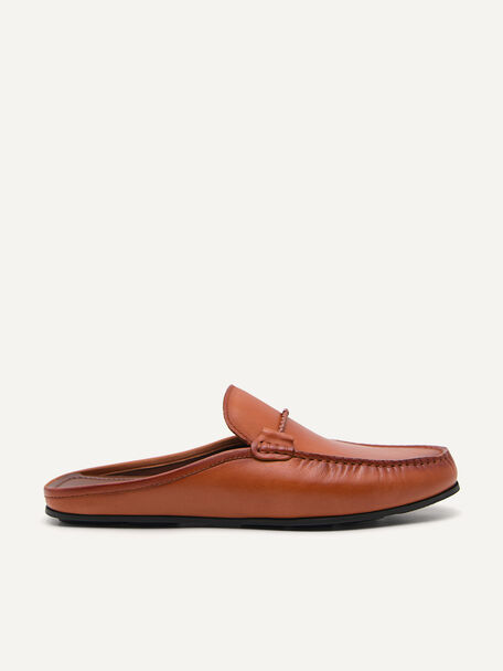 Leather Slip-On Loafers, Cognac