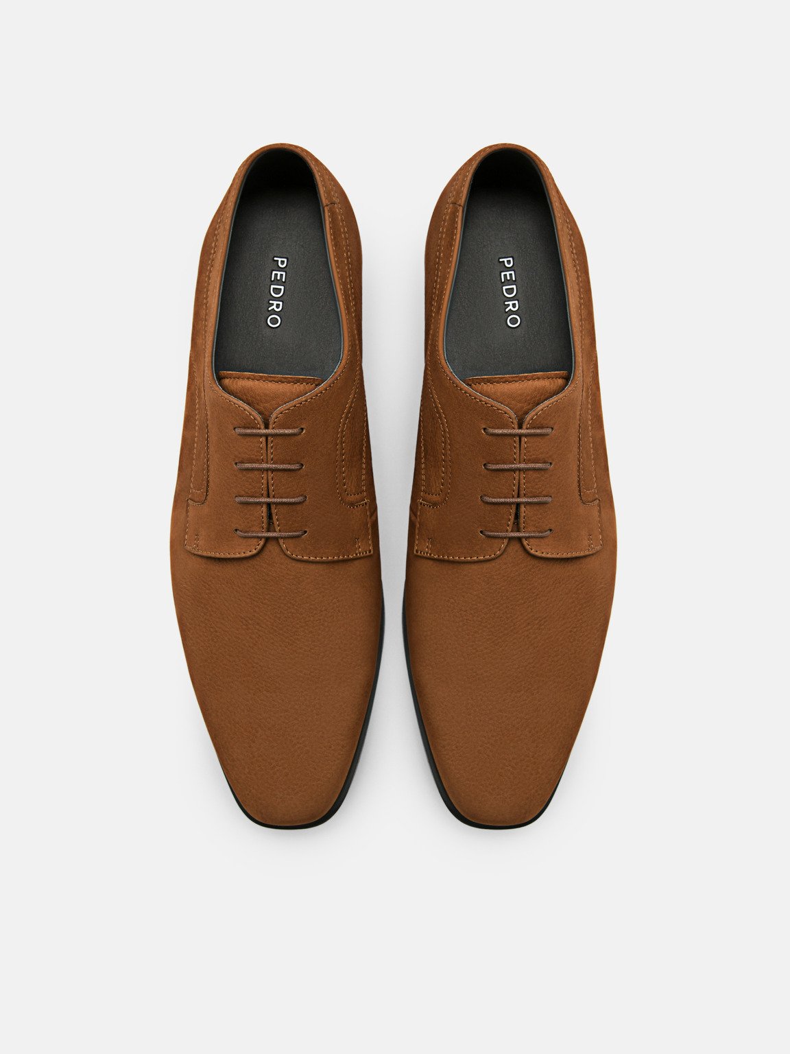Leather Derby Shoes, Cognac