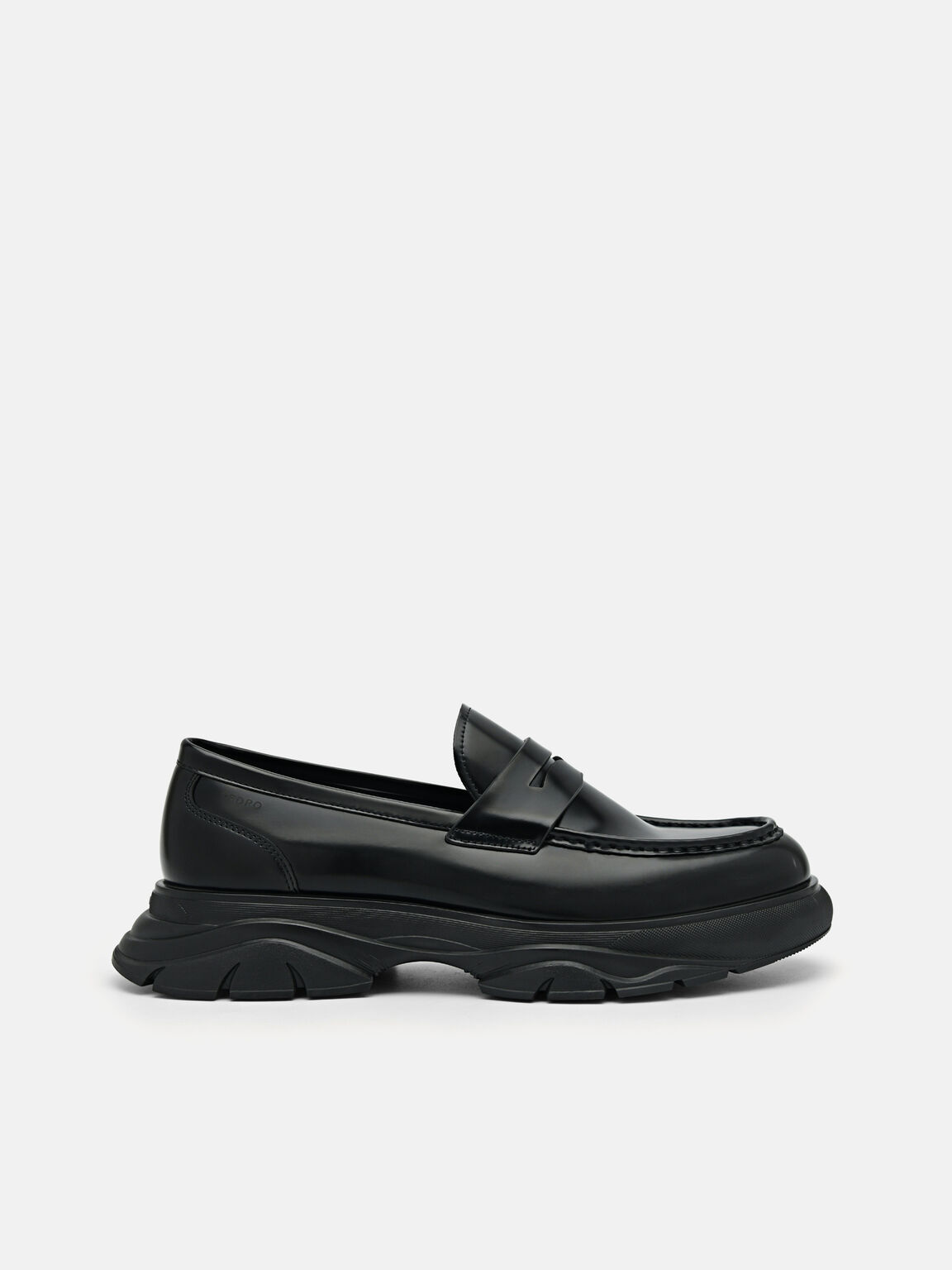 Hybrix Leather Penny Loafers, Black