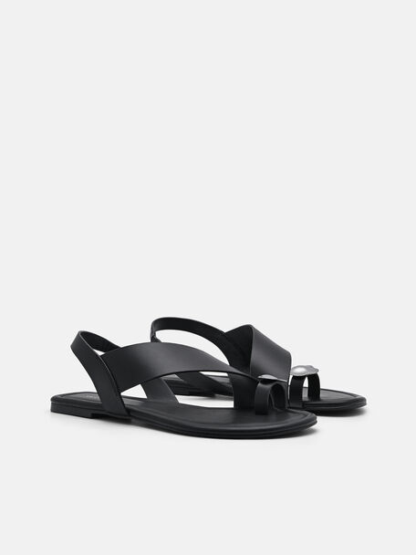 Alexis Leather Slingback Sandals, Black