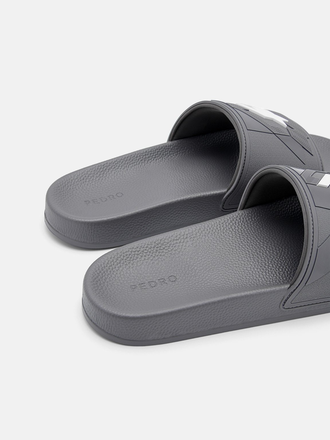 Houndstooth Slide Sandals, Grey