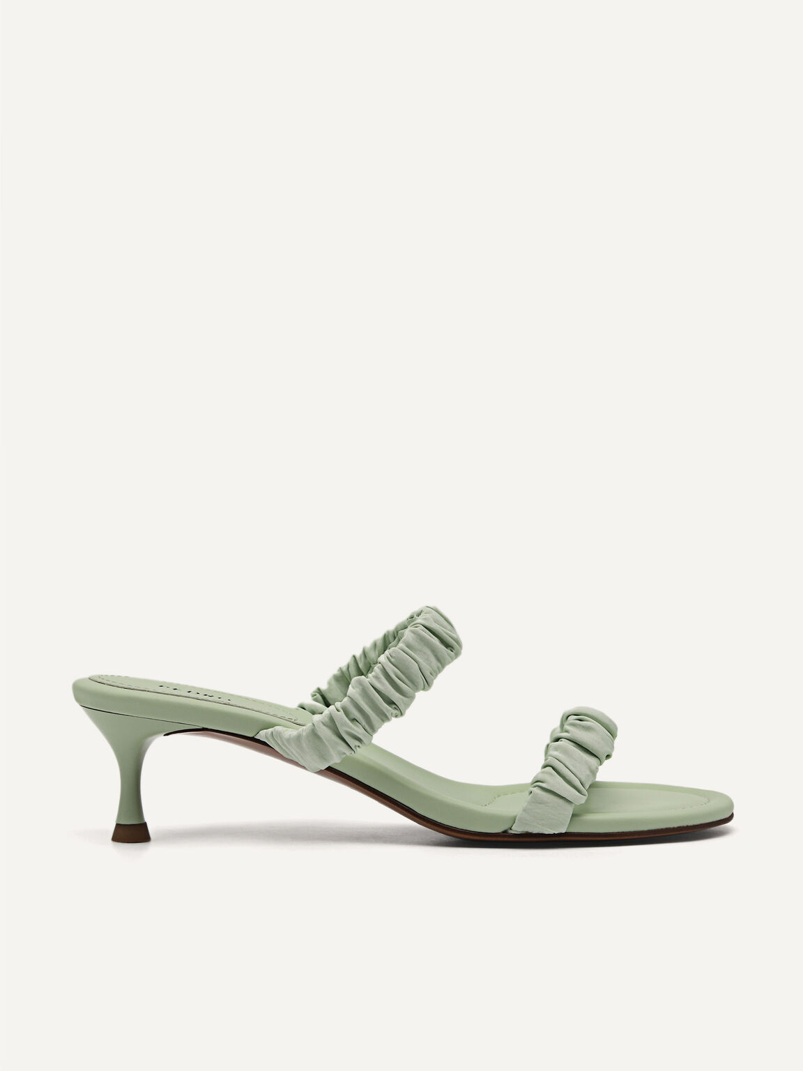 Taffeta Fraise Heel Sandals, Light Green