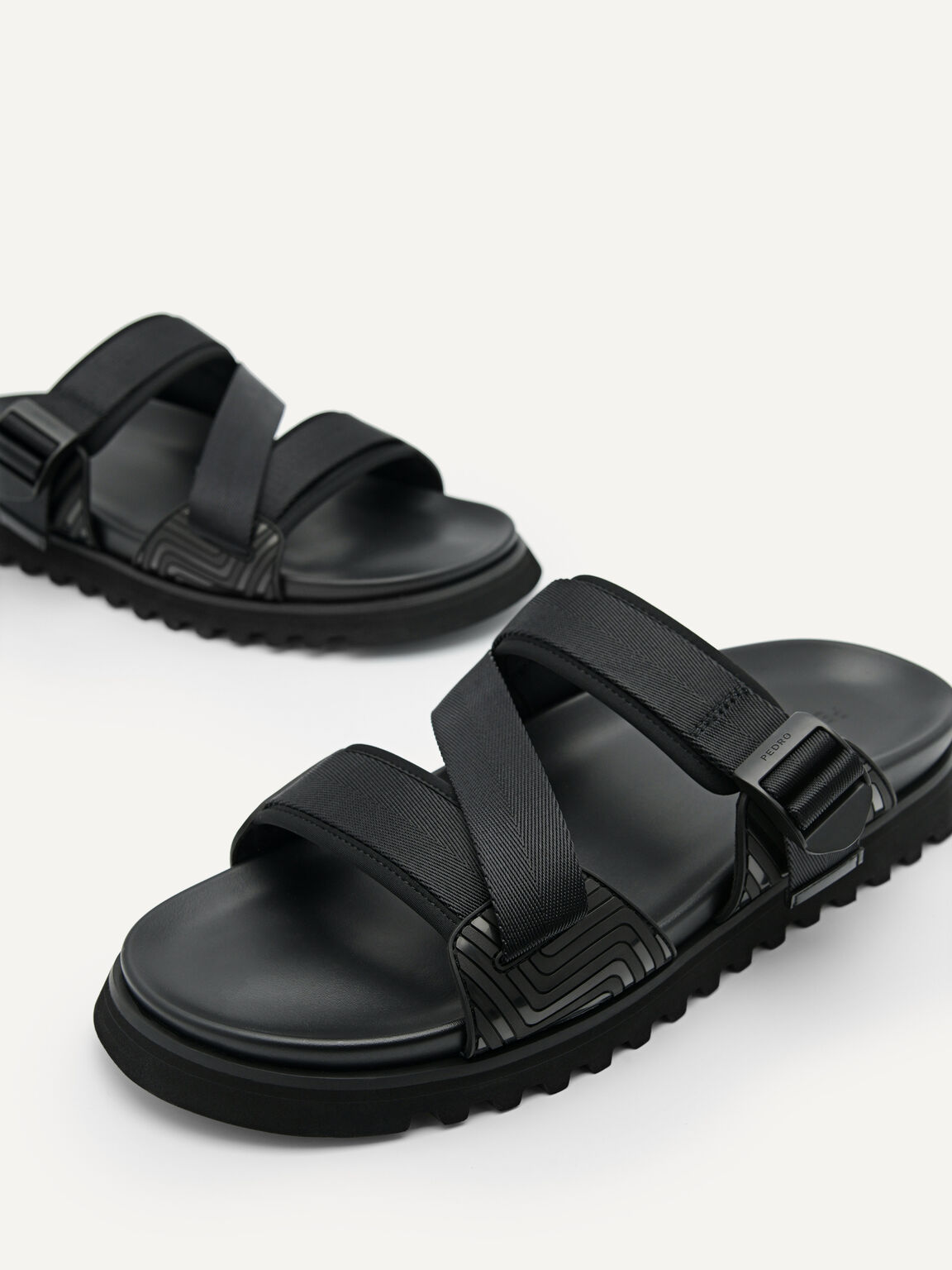 Nylon Strap Sandals, Black