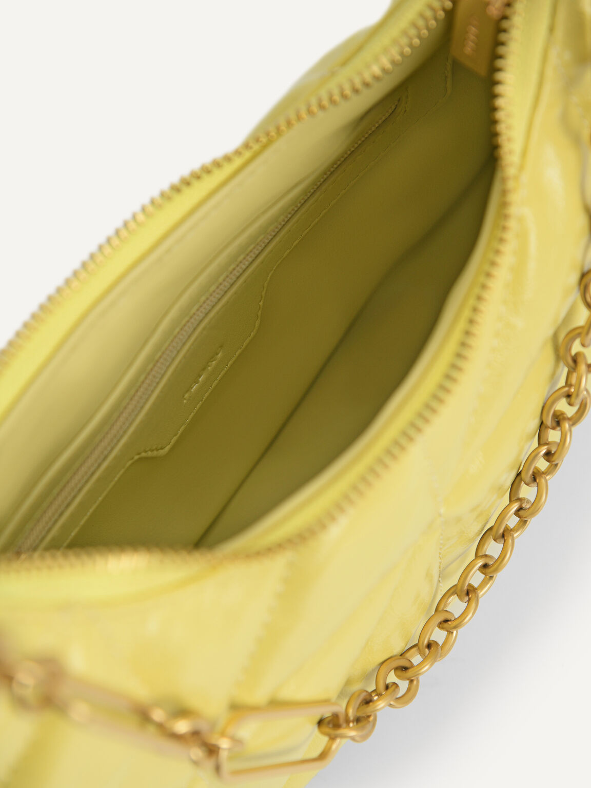 Crinkled Chain Shoulder Bag, Yellow