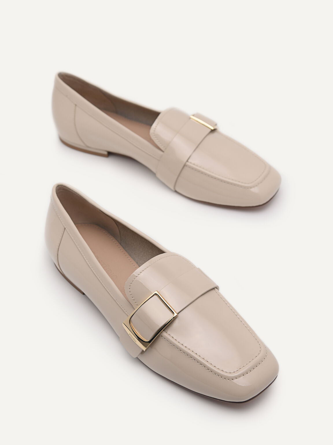 Patent Leather Loafers, Nude