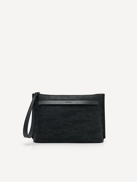 Synthetic Leather Clutch, Black