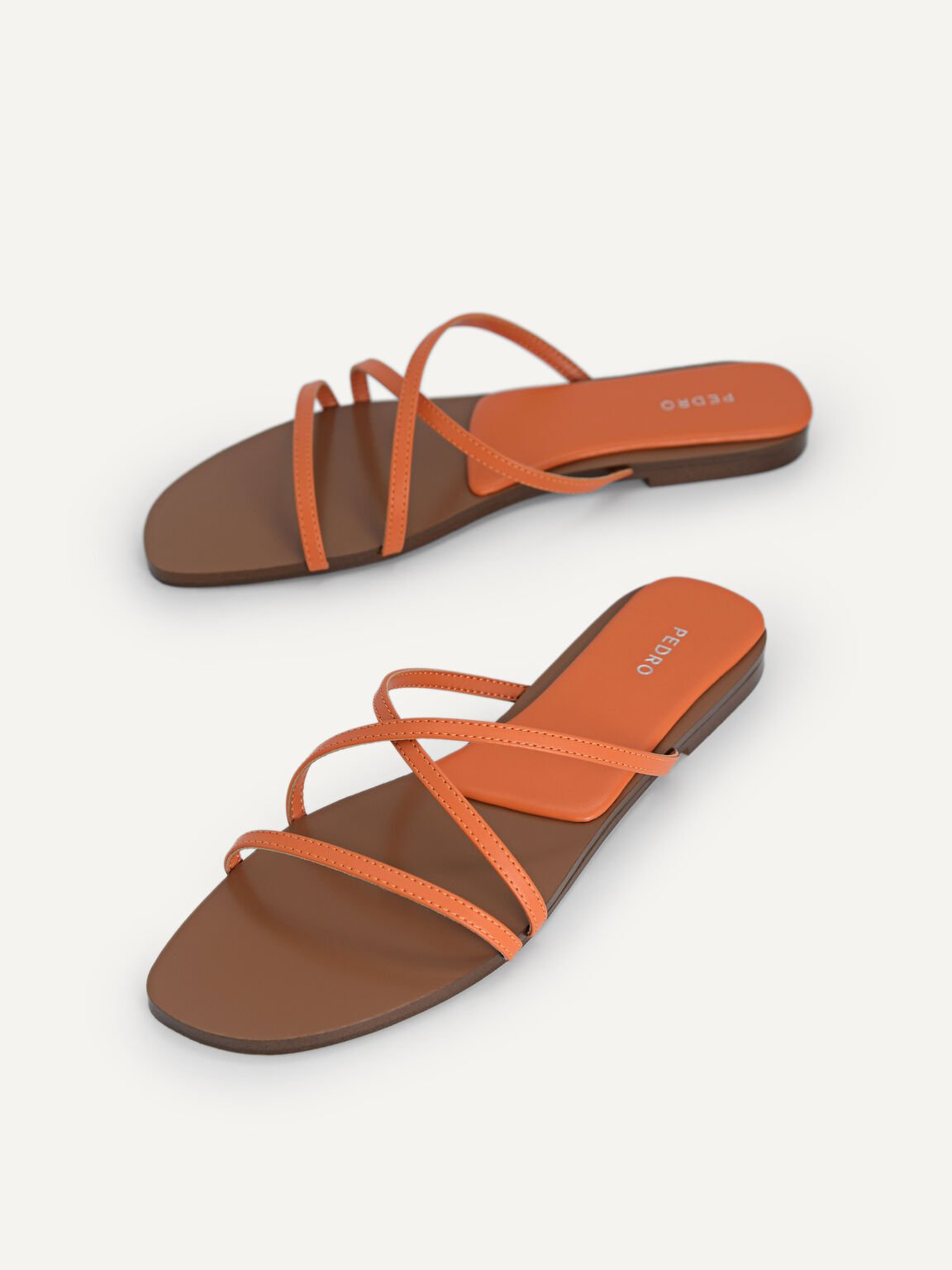 Criss-Cross Strappy Sandals, Orange, hi-res